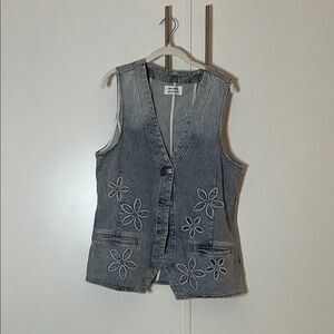 Free People Light Blue Embroidered Vest